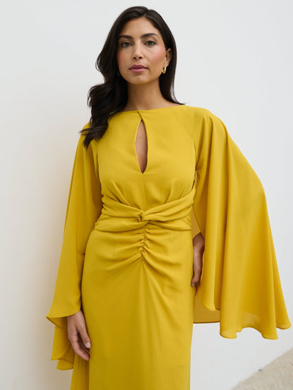 Ellison Cape Knot Maxi Dress - Yellow Ochre