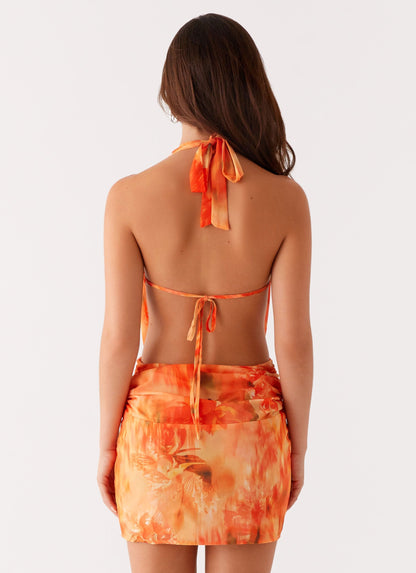 Elysia Chiffon Mini Dress - Sunset Floral
