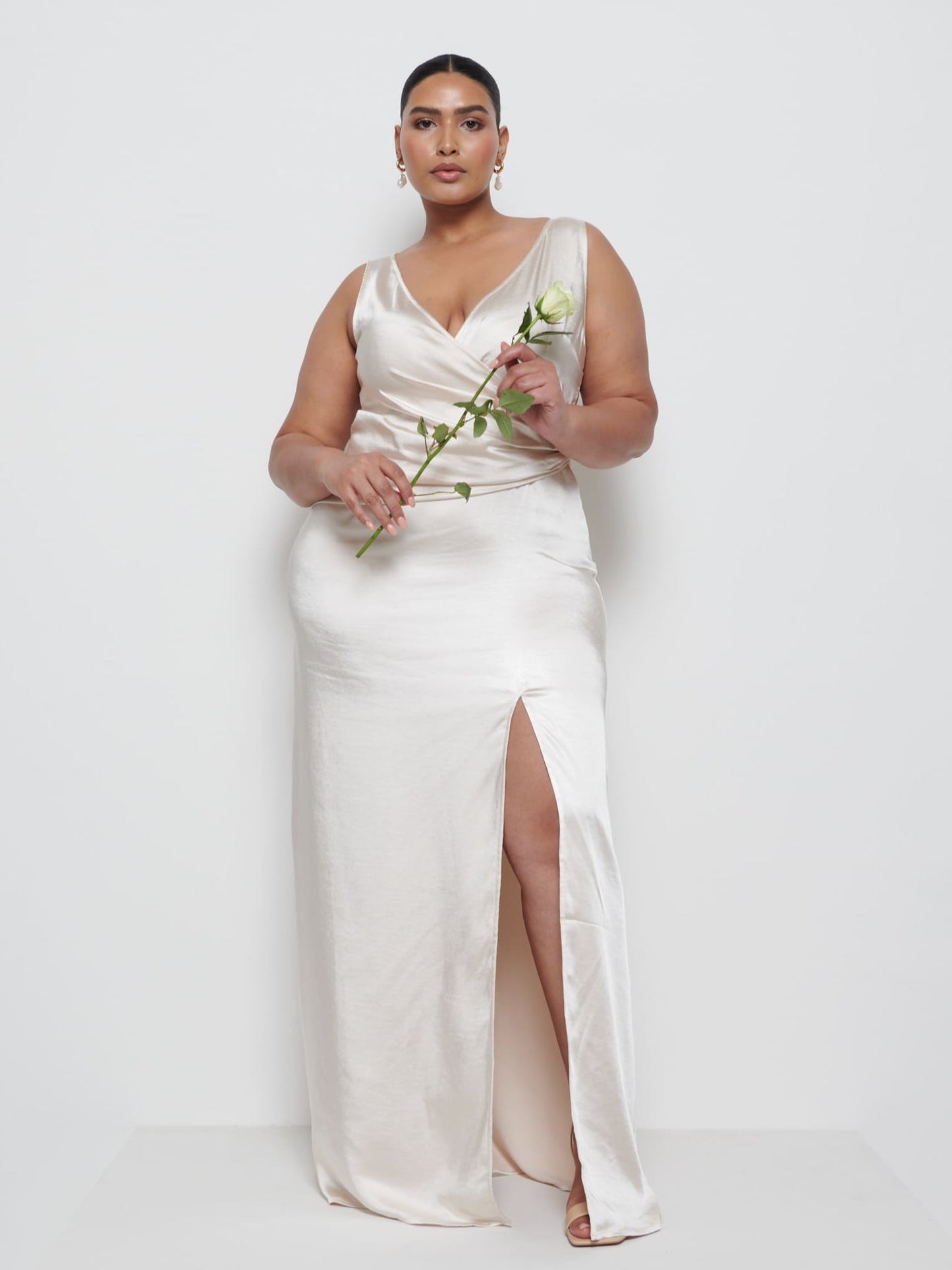 Esmee Wrap Maxi Bridesmaid Dress Curve - Champagne