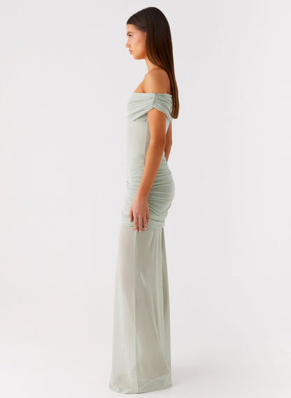 Eyllin Off Shoulder Maxi Dress - Sage