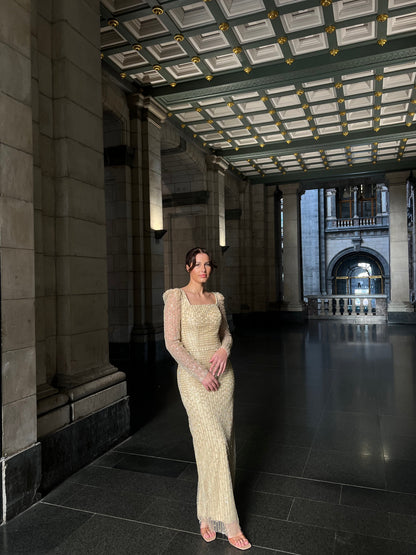 The Erva dress beige gold