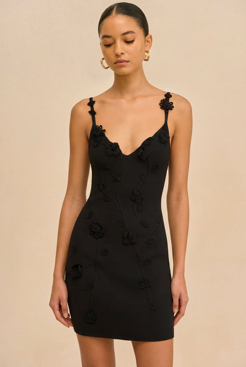 FLORA KNIT DRESS - BLACK