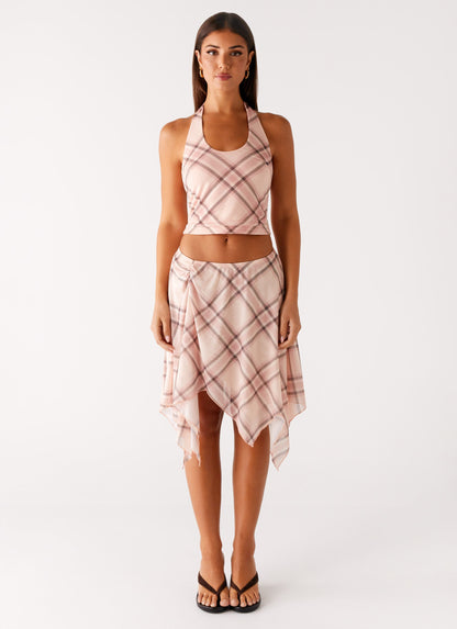 Fit Check Midi Skirt - Pink Check
