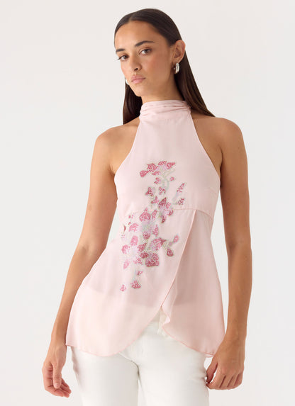 Flip It Embellished Top - Baby Pink