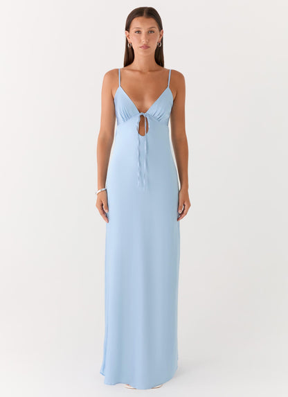 Flora Satin Maxi Dress - Ice Blue