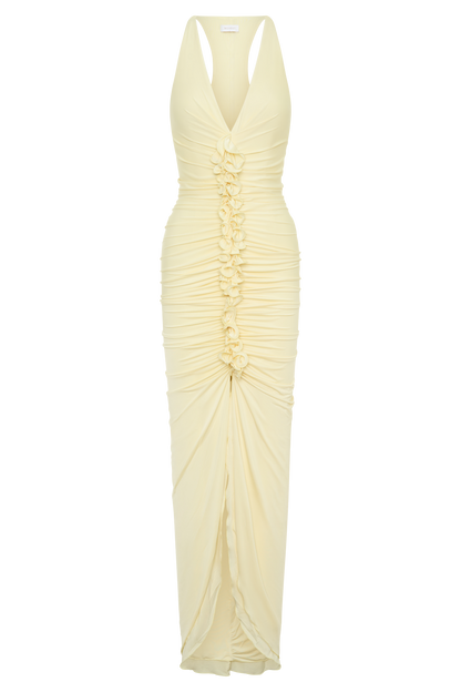 Alessandra Slinky Ruffle Maxi Dress - Lemon
