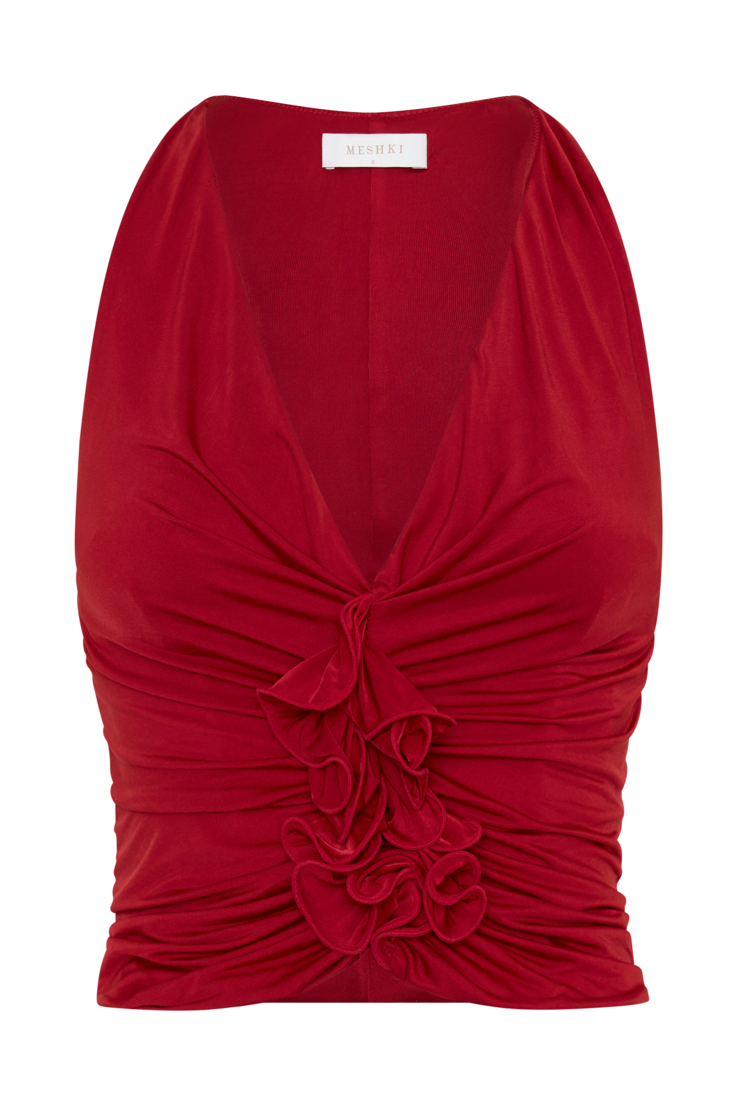 Alessandra Slinky Ruffle Top - Ruby