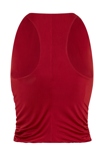 Alessandra Slinky Ruffle Top - Ruby
