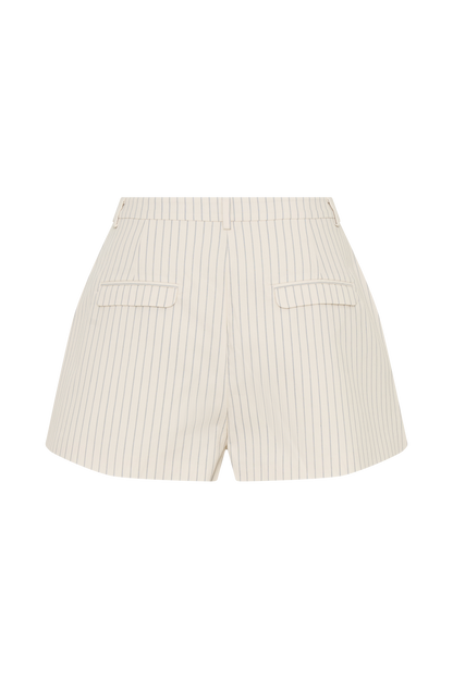 Alina Pintuck Cotton Shorts - Stripe