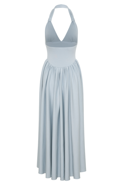 Angelina Scuba Halter Midi Dress - Pale Blue