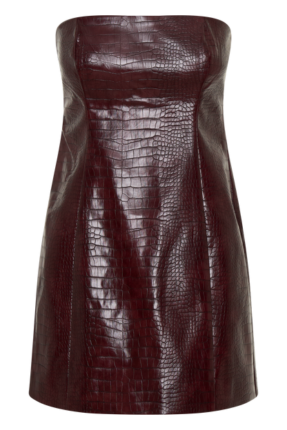 Anouk Faux Leather Strapless Mini Dress - Merlot