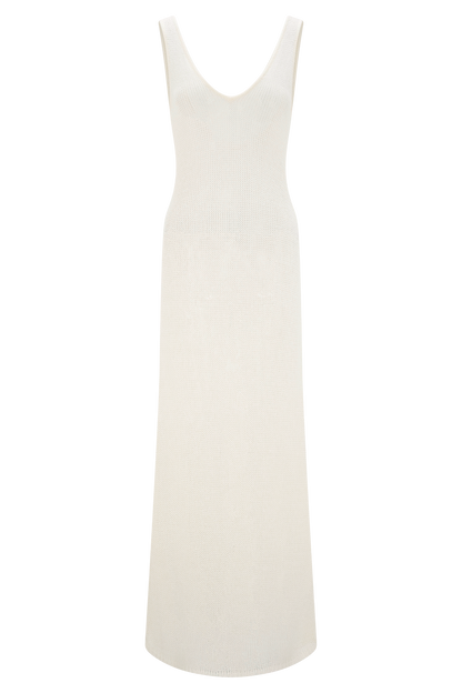 Ari Tape Yarn Knit Maxi Dress - White