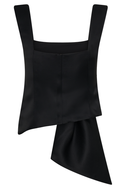 Bryony Satin Structured Sleeveless Top - Black