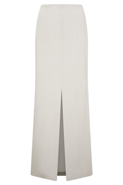 Casey Linen Embroidered Maxi Skirt - Natural