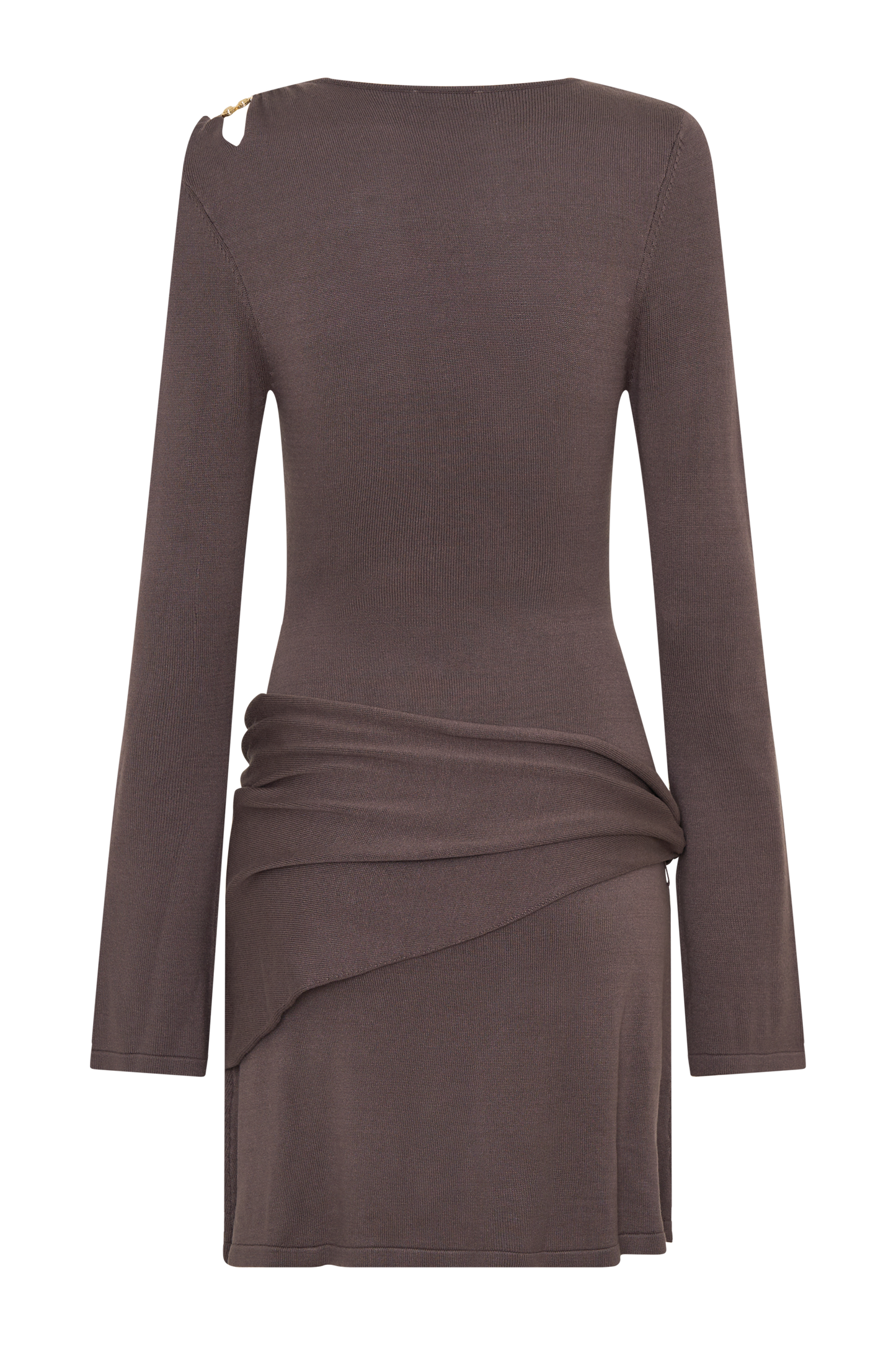 Cresida Knit Long Sleeve Mini Dress With Hardware - Peppercorn