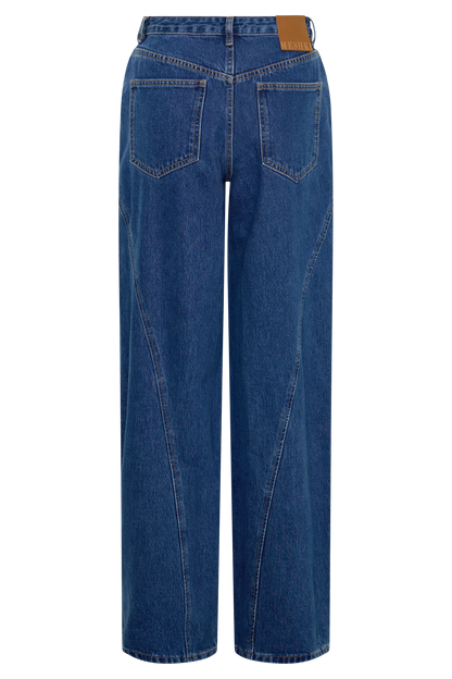 Georgette Mid Rise Paneled Denim Jeans - Dark Blue