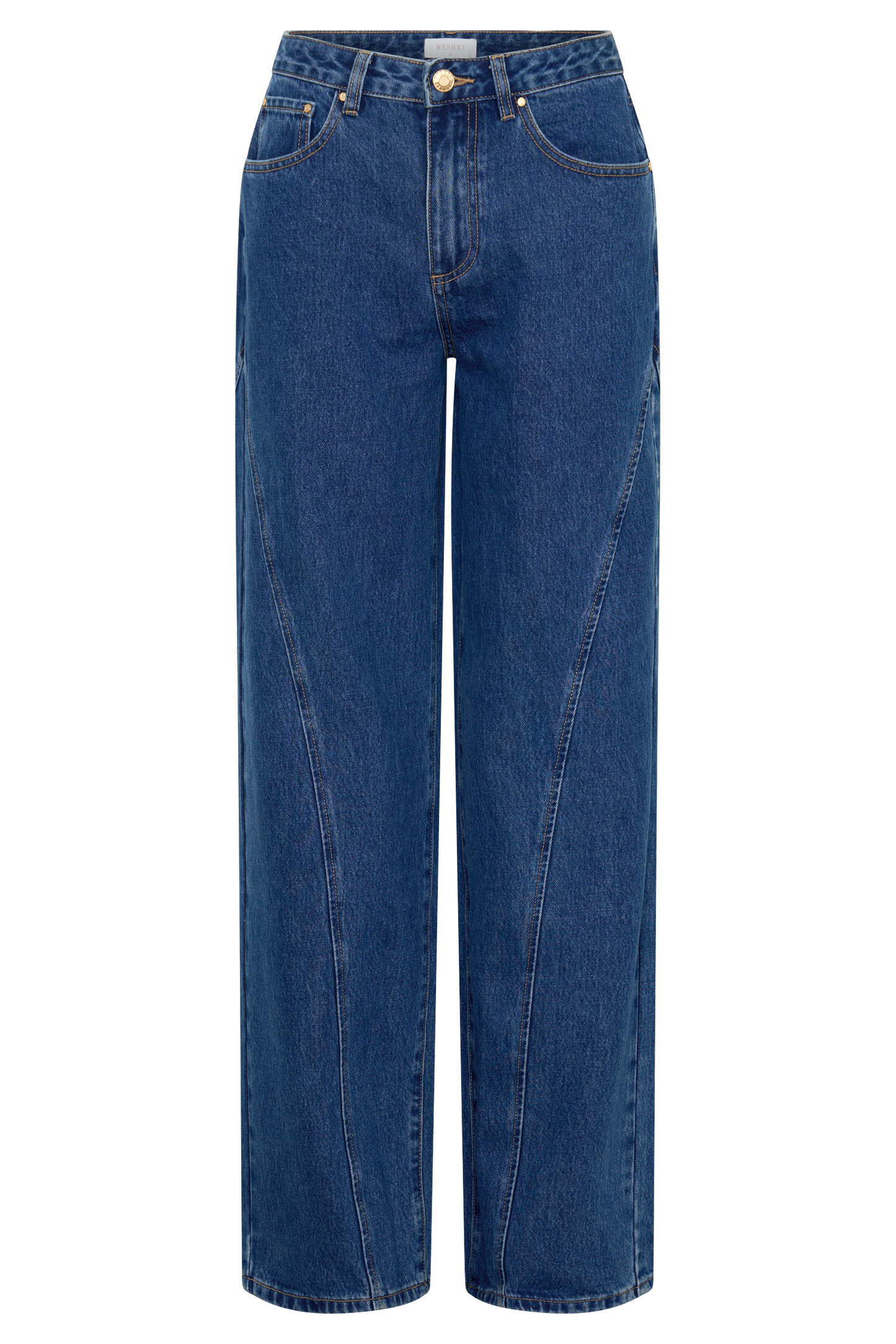 Georgette Mid Rise Paneled Denim Jeans - Dark Blue
