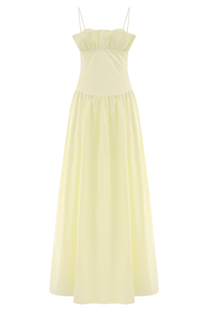 Janis Cotton Frill Maxi Dress - Lemon