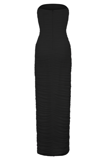 Jianna Strapless Mesh Maxi Dress - Black