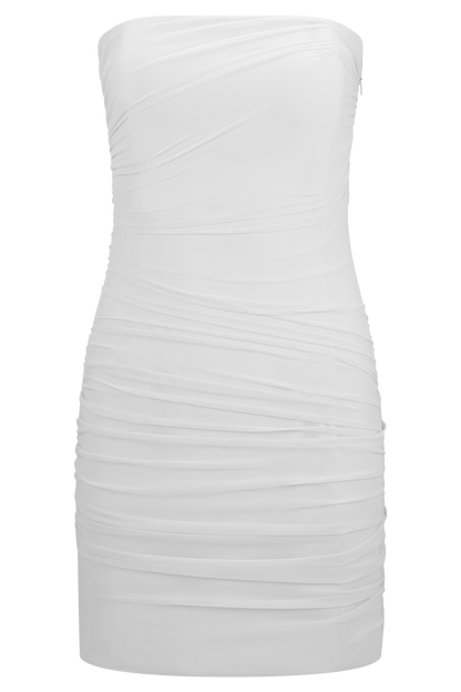 Jianna Strapless Mesh Mini Dress - White