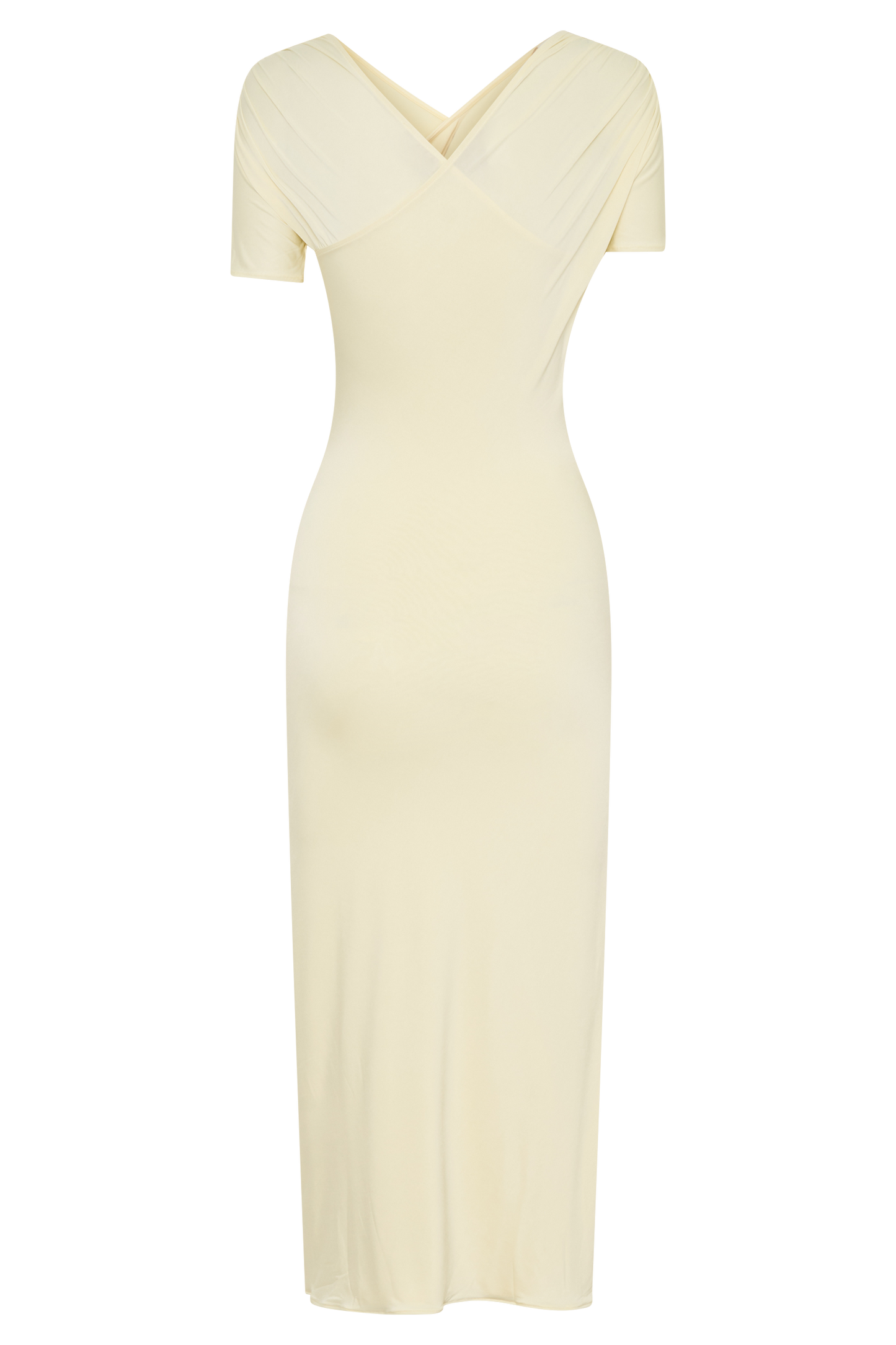 Junie Cross-Over Neck Slinky Maxi Dress - Lemon