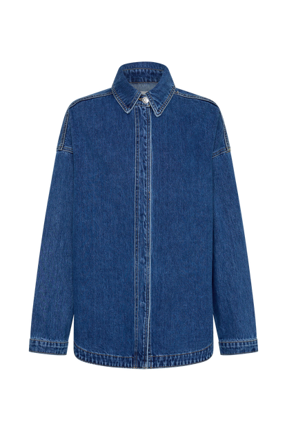 Lioda Oversized Denim Shirt - Dark Blue
