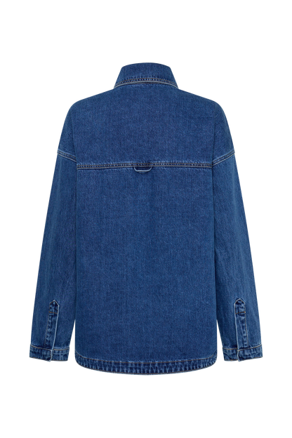 Lioda Oversized Denim Shirt - Dark Blue