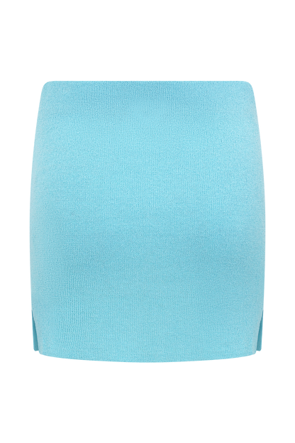 Esme Knit Mini Skirt - Cyan Blue