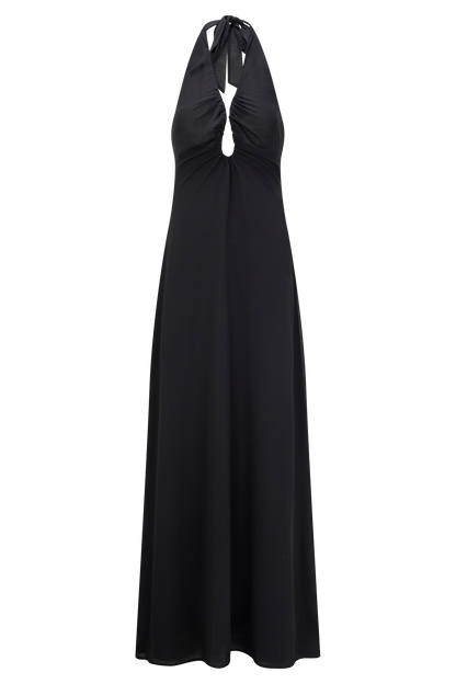 Malakhai Chiffon Halter Maxi Dress - Black