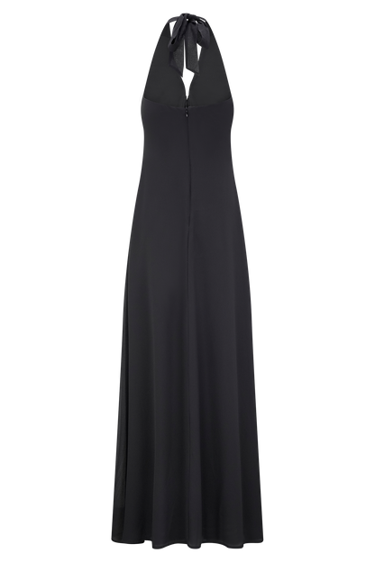 Malakhai Chiffon Halter Maxi Dress - Black