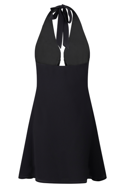 Malakhai Chiffon Halter Mini Dress - Black