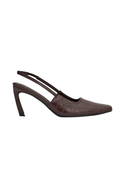 Maren Faux Leather Crocodile Heel - Chocolate