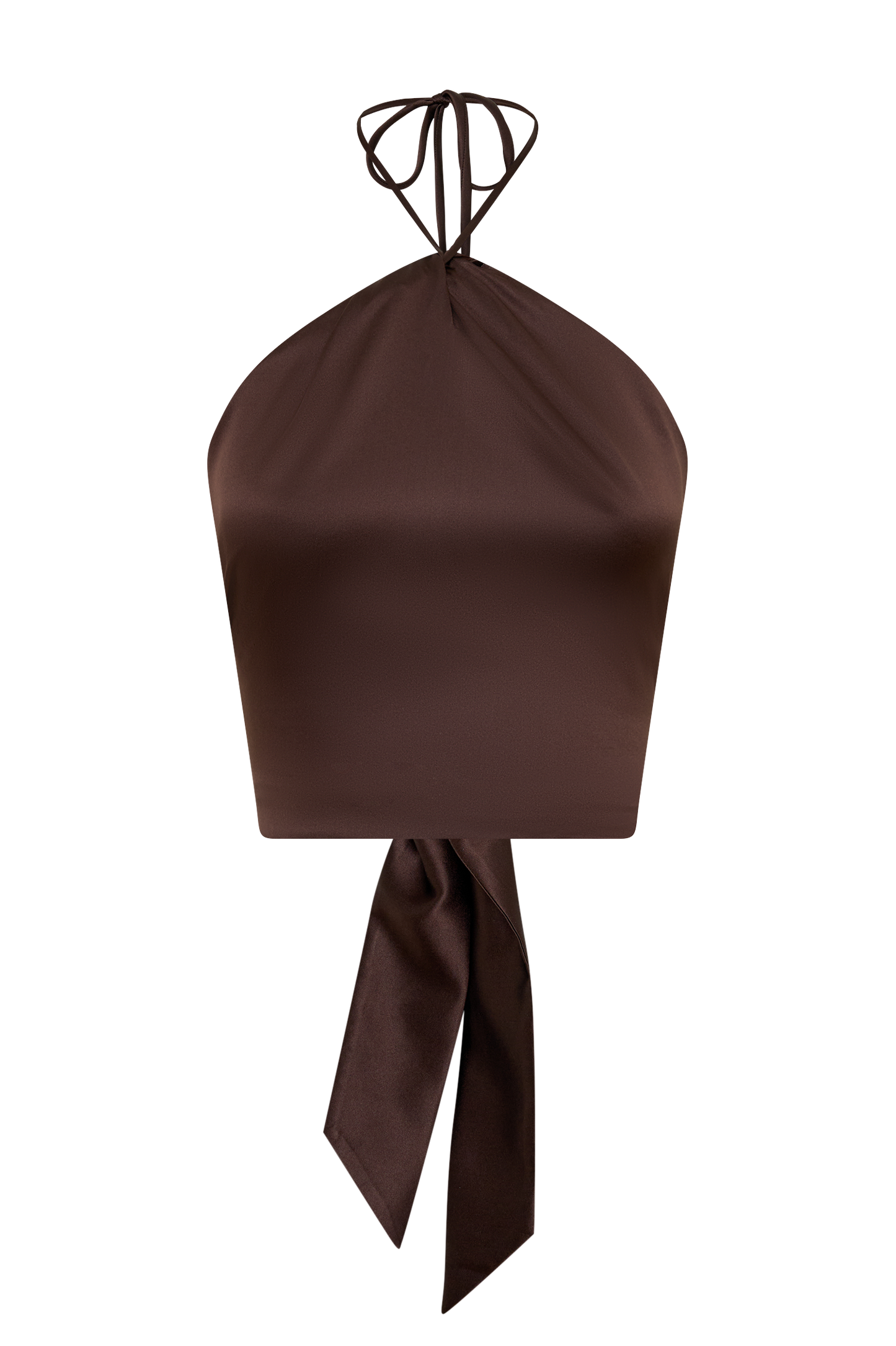 Mariana Halter Silk Blend Sleeveless Top - Dark Chocolate
