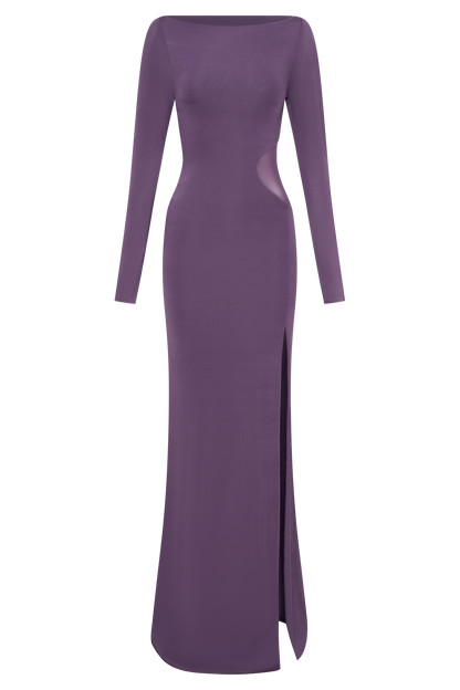 Megan Slinky And Mesh Maxi Dress - Purple