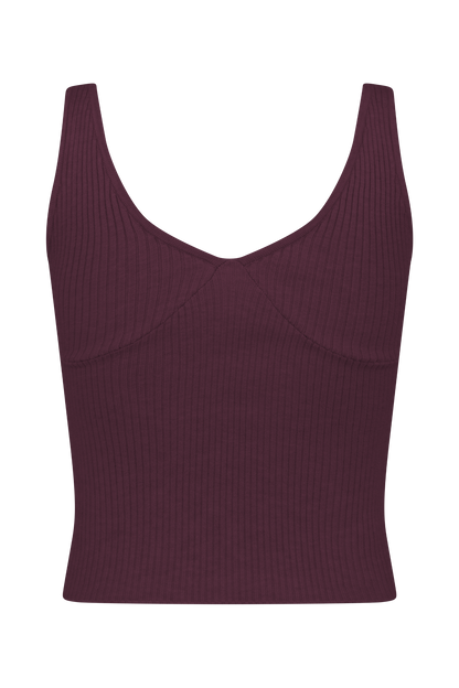 Natalya Ribbed Knit Cami Top - Merlot