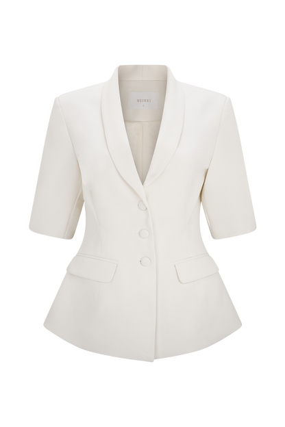 Opal Puff Sleeve Suiting Top - Ivory