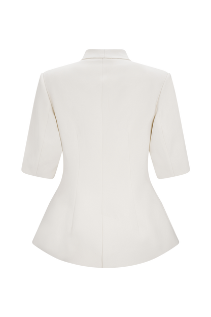 Opal Puff Sleeve Suiting Top - Ivory