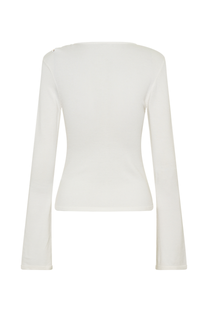 Ricky Knit Long Sleeve Longline Top - Ivory