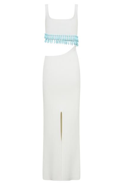 Ruvic Knit Maxi Beaded Dress - White
