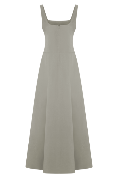 Salma Drop Waist Cotton Maxi Dress - Sage