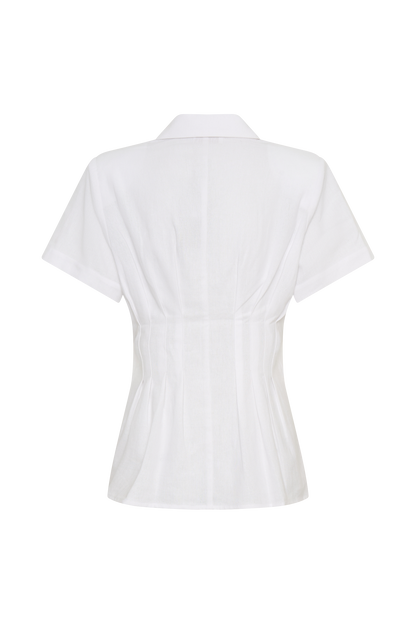 Selma Short Sleeve Linen Shirt - White
