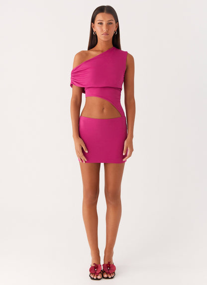 Give Me A Sign Mini Dress - Fuchsia