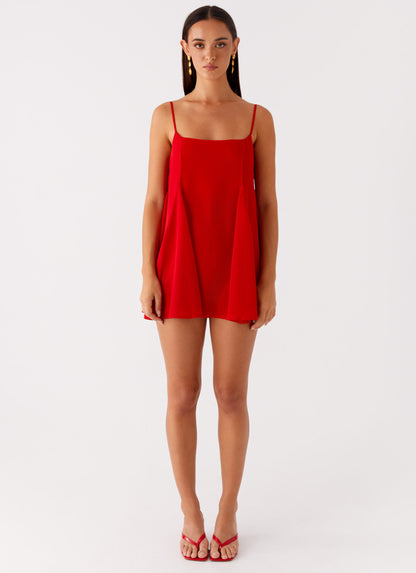 Godets Hem Mini Dress - Red