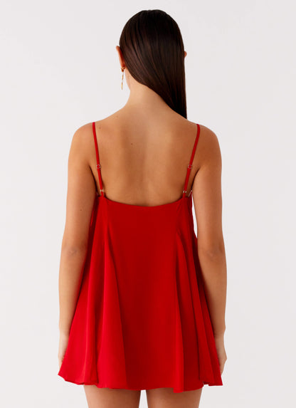 Godets Hem Mini Dress - Red
