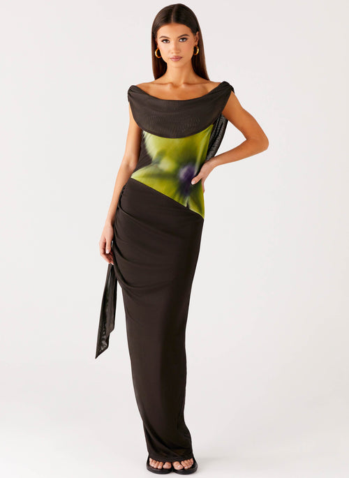 Good Fortune Maxi Dress - Lime Flower