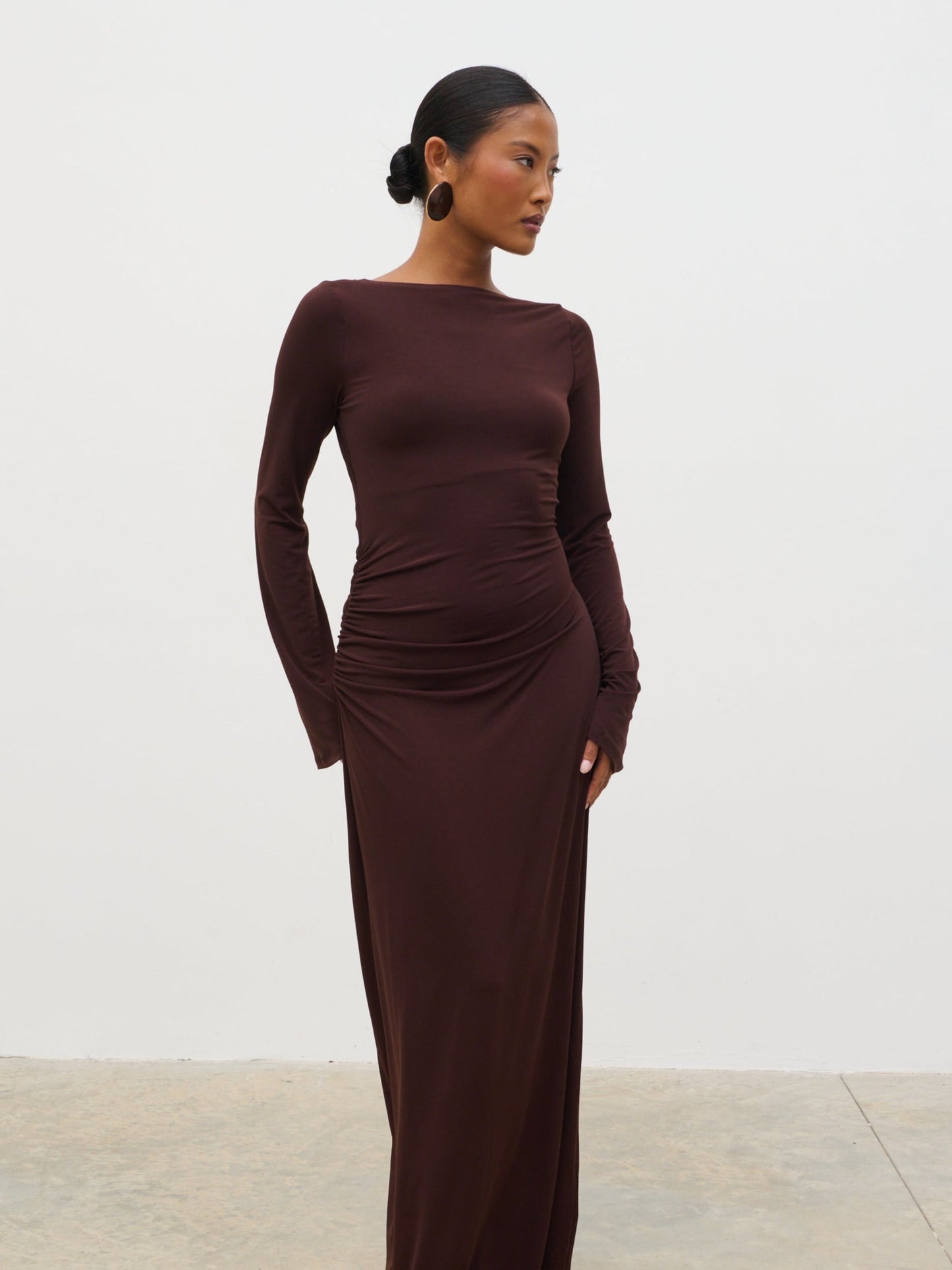 Hadley Cowl Back Jersey Maxi Dress - Brown
