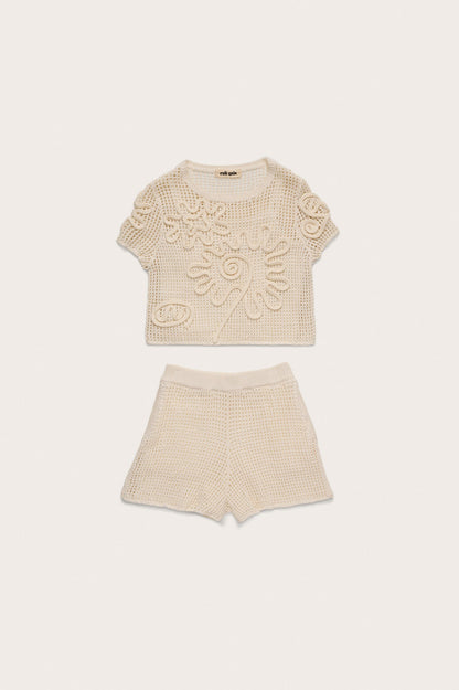 KIDS ILEANA TOP & BOTTOM SET - OFF WHITE