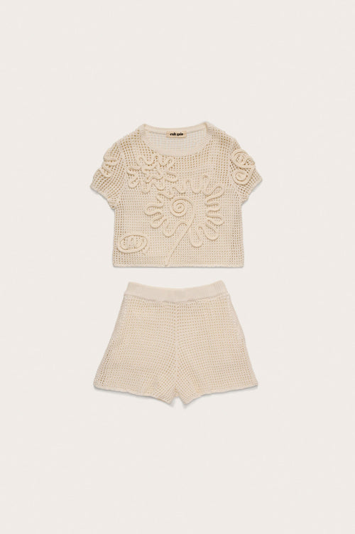 KIDS ILEANA TOP & BOTTOM SET - OFF WHITE