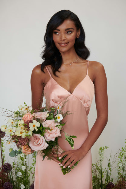 Ines Recycled Maxi Bridesmaids Dress - Matte True Blush