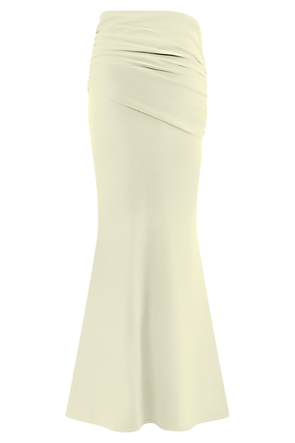 Irene Gathered Knit Maxi Skirt - Ivory